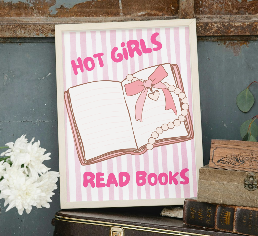 Hot girls read books print
