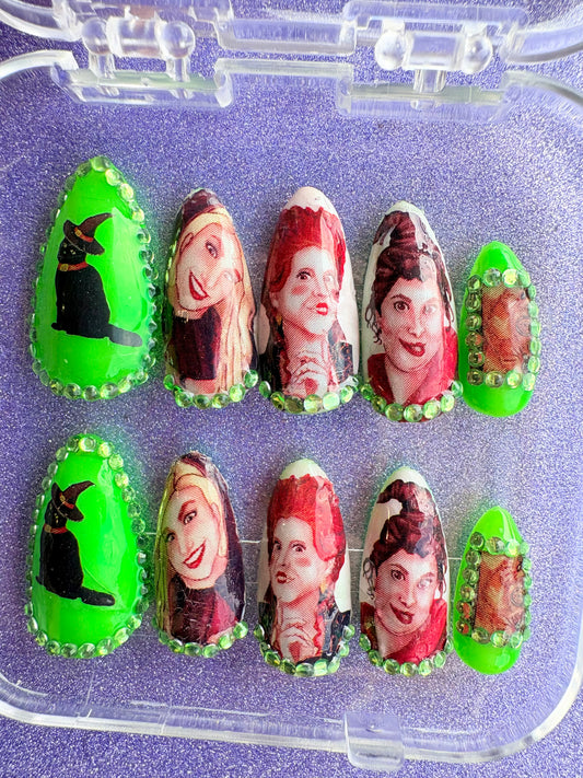 Halloween press on nails Sanderson sisters