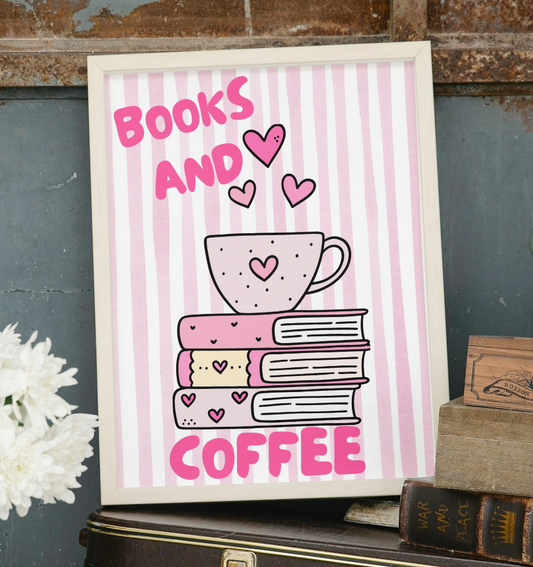 Books and coffee print